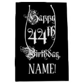 44e verjaardag: Fancy, elegant script + aangepaste Medium Cadeauzakje (Voorkant)