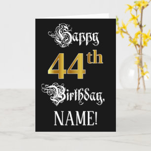 44e verjaardag — Fancy script; Faux Gold Kijk; naa Kaart
