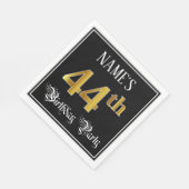 44e verjaardag — Fancy script, Faux Gold look Servet (Hoek)