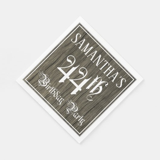 44e verjaardag — Fancy script, kijk op hout Servet (Hoek)