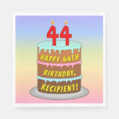 44e verjaardag: Fun Cake and Candles + Custom Name Servet (Voorkant)