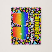 44e verjaardag — Fun, liefhebbende hartvormen + "4 Legpuzzel (Verticaal)
