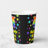 44e verjaardag: Fun Stars Pattern en Rainbow 44 Papieren Bekers (Links)