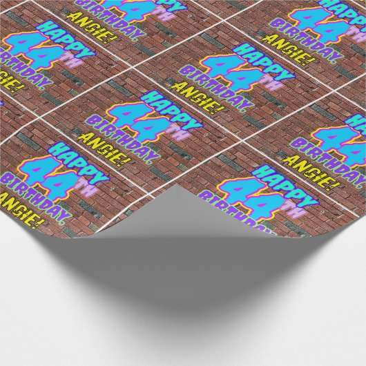 44e verjaardag: Fun, Urban Graffiti geïnspireerd K Cadeaupapier (Hoek)