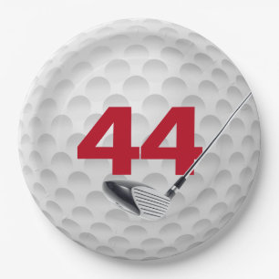 44e verjaardag golfbal ontwerp papieren bordje