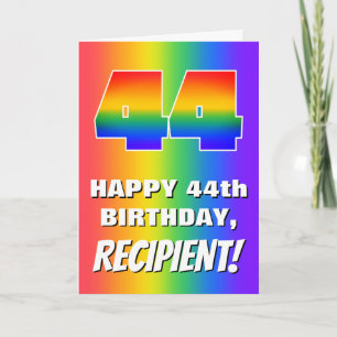 44e verjaardag: kleurrijk, vun regenboogpatroon # kaart
