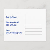 44e verjaardag – leuk vuurwerkpatroon + regenboog  briefkaart (Achterkant)