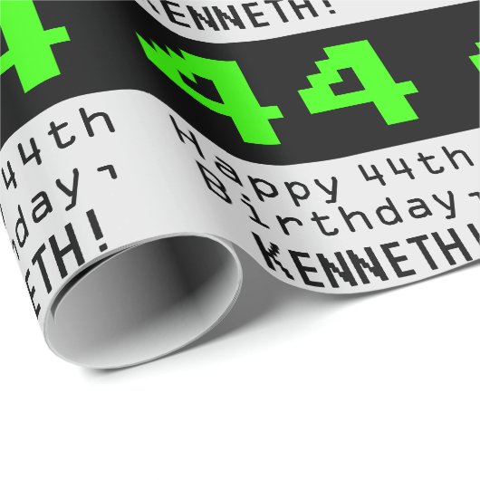 44e verjaardag - Nerdy / Geeky stijl "44" en naam Cadeaupapier (Rol Hoek)