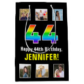 44e verjaardag: Regenboog "44", Aangepaste foto's  Medium Cadeauzakje (Voorkant)