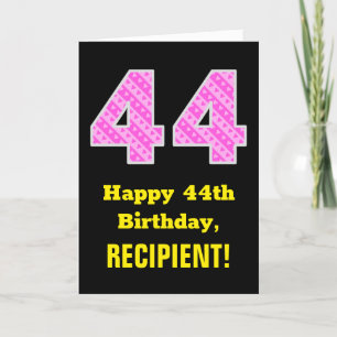 44e verjaardag: Roze strepen en hart "44" + naam Kaart