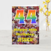 44e verjaardag; rustieke herfstbladeren; regenboog kaart (Gele Bloem)