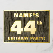 44e verjaardagsfeestje: Koutrel, Nep hout nerfpatr Folie Uitnodiging (Voorkant)