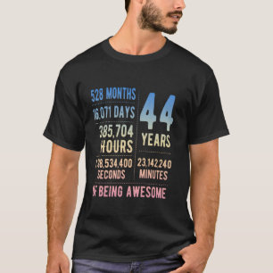 44ste verjaardag Mannen Vrouwen Grappig 44 jaar ou T-shirt
