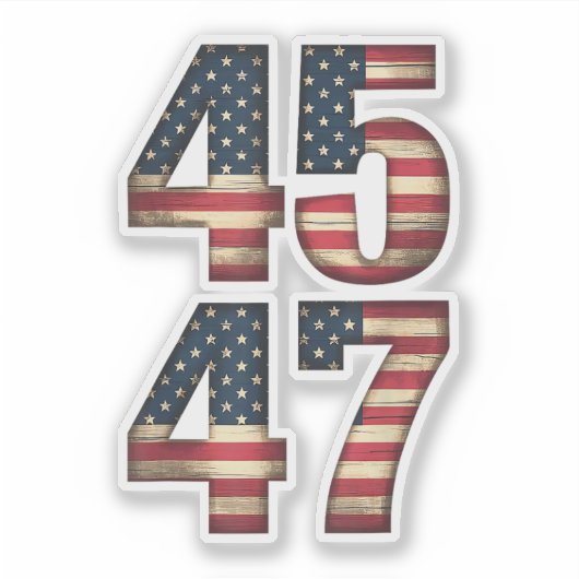 45 47 Donald Trump 2025 Amerikaanse vlag Sticker (Voorkant)
