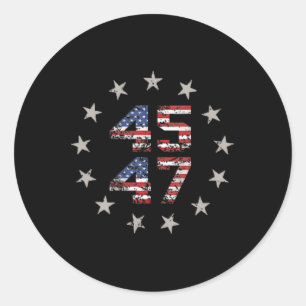 45 47 Trump 2024 Amerikaanse vlag (op rug) 1 Ronde Sticker