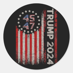 45 47 Trump 2024 Amerikaanse vlag Ronde Sticker