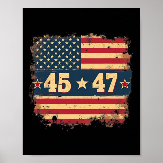 45 47 Trump President  Amerikaanse vlag Poster (Voorkant)