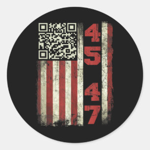 45 47 Trump VS Vlag Trump QR Danscode Ronde Sticker
