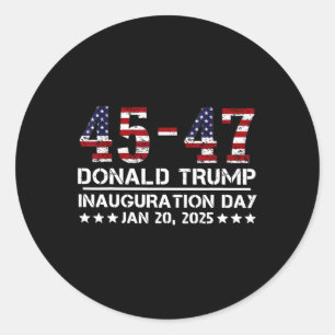 45 - 47 Vlag van de VS Trump inauguratie dag 2025 Ronde Sticker