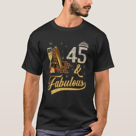 45 & Fabulous 45th Birthday Roos Wine Leopard High T-shirt (Voorkant)