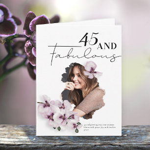 45 & Fabulous Orchide Foto Verjaardagskaart Kaart