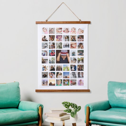 45 Foto-collage gepersonaliseerd Hangend Wandkleed (Woonkamer)