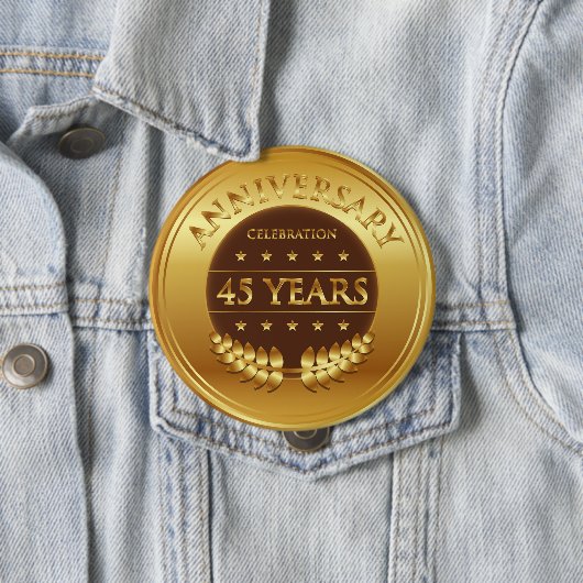 45 jaar Jubileum Gold Medal Ronde Button 4,0 Cm (In situ)