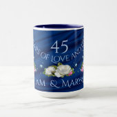 45 jaar Love Jubileum White Roses Custom Mok (Midden)