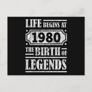 45 Jaar Oud 1980 Geboorte Van Legende 45ste Verjaa Briefkaart