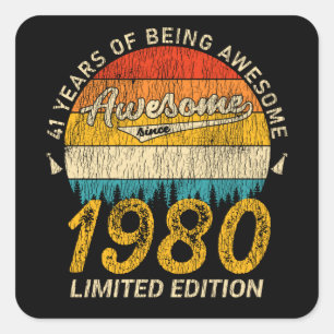 45 jaar oud 1980 Retro Geweldige 45ste verjaardags Vierkante Sticker