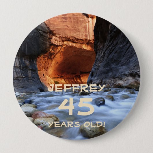 45 jaar oud, Zion National Park the Narrows, naam Ronde Button 4,0 Cm (Voorkant)