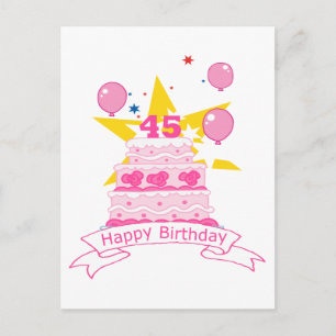 45 jaar oude Birthday Cake Briefkaart
