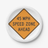 45 MPH Snelheidszone Ahead Custom Traffic Sign Papieren Bordje (Voorkant)