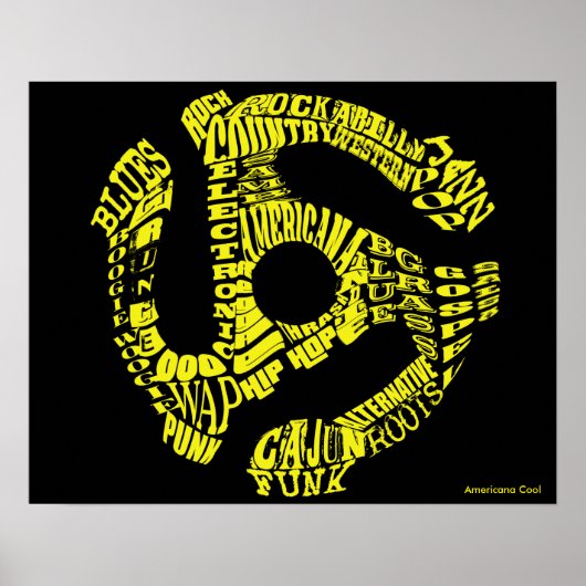 45 Record adapter van muziekgenres Poster (Voorkant)