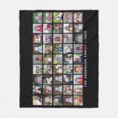 45 Square Photo Collage Grid met tekst - zwart Fleece Deken (Voorkant)