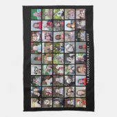 45 Square Photo Collage Grid met tekst - zwart Theedoek (Verticaal)