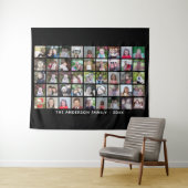 45 Square Photo Collage Grid met tekst - zwart Wandkleed (In Situ (horizontaal))