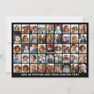 45 vierkante fotocollage raster met tekst - zwart feestdagenkaart