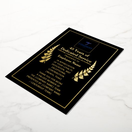 45 Years of Dedicated Service Award Custom Foil Folie Feestdagenkaart (Gedraaid)