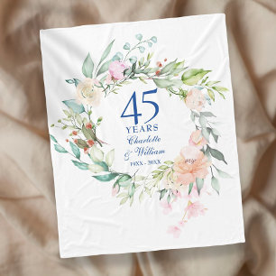 45e 65e huwelijksjubileum waterverf bloemschilderi fleece deken