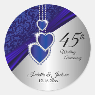 45e / 65e Sapphire Wedding Jubileum Design Ronde Sticker