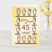 45e anniversaire, Carte des chouettes curieux. (Fleur jaune)