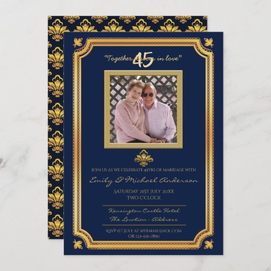 45e anniversaire de mariage - Invitations AJOUTER (Devant / Derrière)
