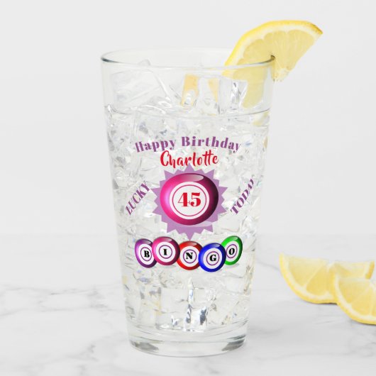 45e anniversaire Funny Bingo Verre à thème (Dos glace)