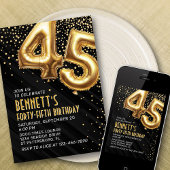 45e anniversaire Gold Black Invitation
