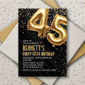 45e anniversaire Gold Black Invitation