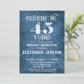 45e anniversaire Invitation Linen Bleu Bravo rusti (Debout devant)