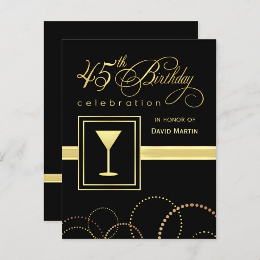 45e anniversaire Invitations à la fête - avec Mono (Devant / Derrière)