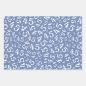 45e Birthday Blue/White Random Number Pattern 45 Inpakpapier Vel (Voorkant 2)