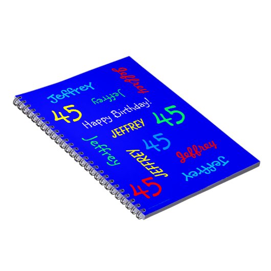 45e Birthday Party Blue Guest Book, Name, Spiral Notitieboek (Rechterzijde)